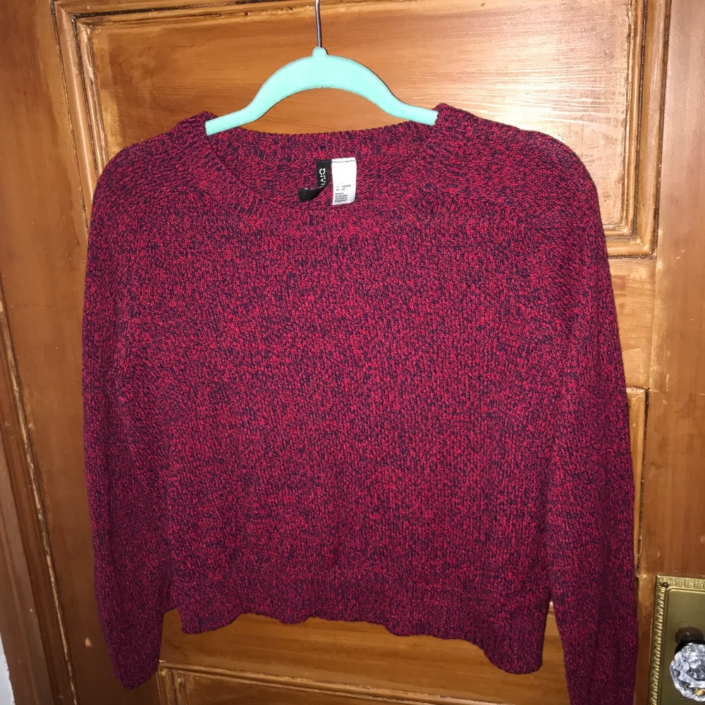 Red and Black Cropped Sweater